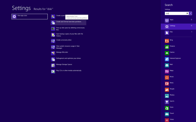 How to run the Disk Manager in Windows 8.
