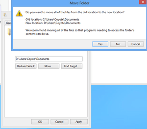 I always click yes, letting Windows do the heavy lifting of moving files from the old location to the new.