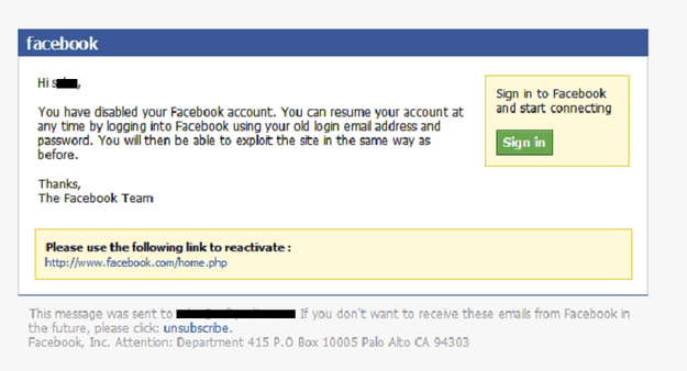 facebook disabled account