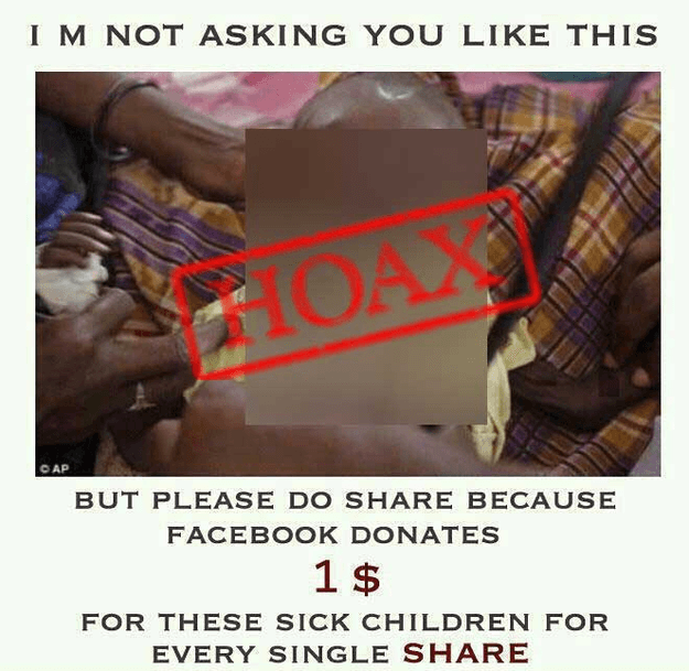 facebook donation hoax
