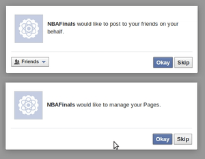 NBA Facebook scam permissions
