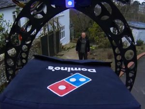 domicopter drone delivers pizza