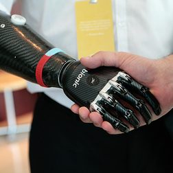 inside dmitry itskovs global future 2045 conference ge bebionic3 artificial hand podium