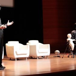 inside dmitry itskovs global future 2045 conference ge hiroshi ishiguro gemanoid hi 2 stage