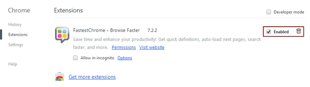 Chrome Disable extensions