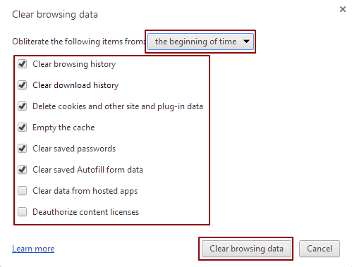 Chrome history wipe