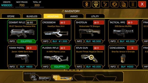 deus ex the fall review weapons