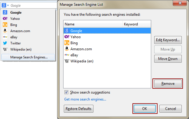 Firefox search screenshot