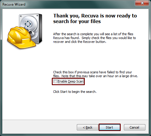 Recuva file deep scan