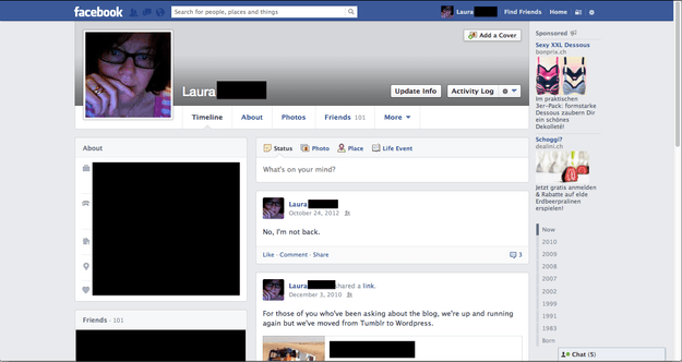 Laura's Facebook Timeline