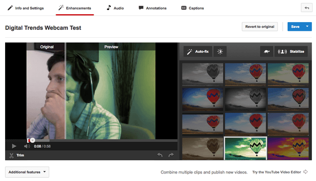 Perform enhancements YouTube