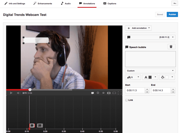 Add annotations to Youtube video