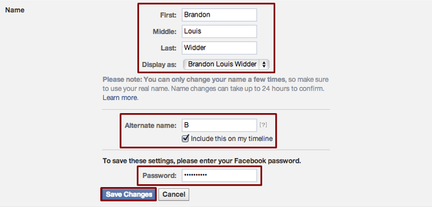Facebook name change