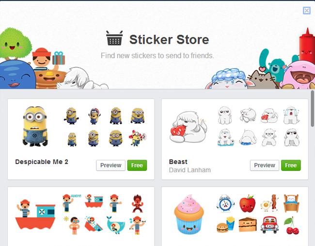facebook sticker store