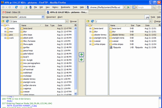 fireFTP interface screenshot
