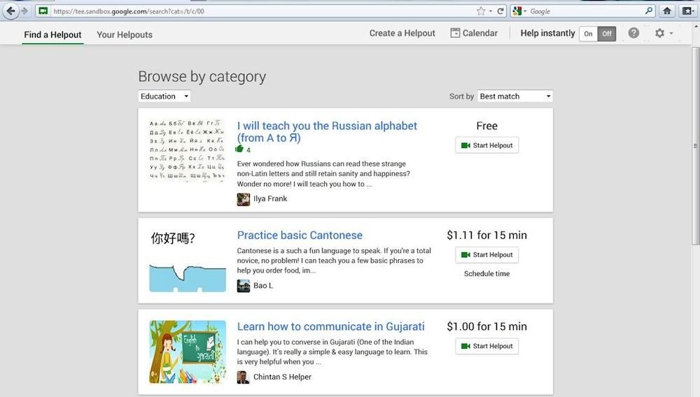 google testing helpouts helpouts2