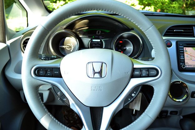 2013 Honda Fit EV interior steering wheel