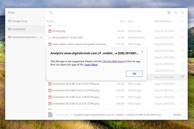 Chrome OS hell week screenshot csv file fail
