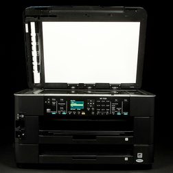 EPSON WF 7520 Printer front scanner bed open