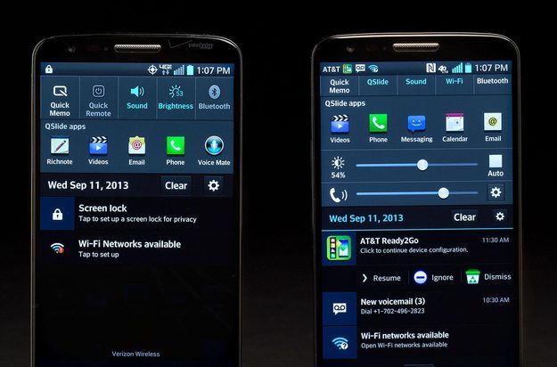 LG G2 Phone comparison top front screen large