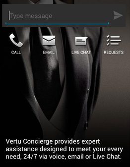 Vertu TI Concierge screen