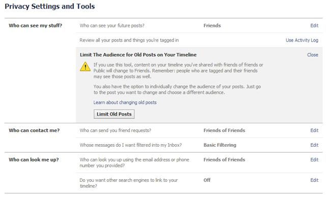 facebook privacy settings
