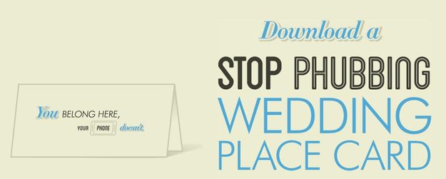 stop phubbing wedding card