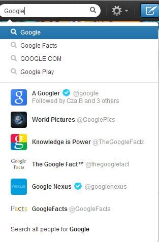 twitter search bar google