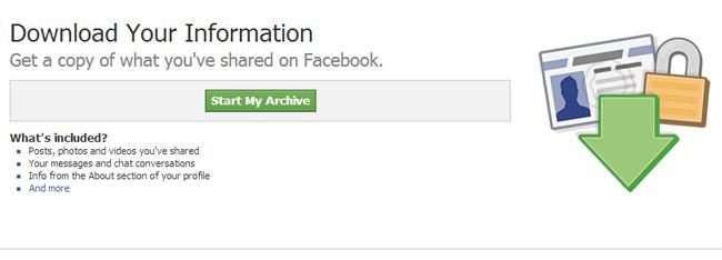 Download facebook data - download your information