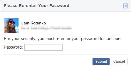 Download facebook data - password