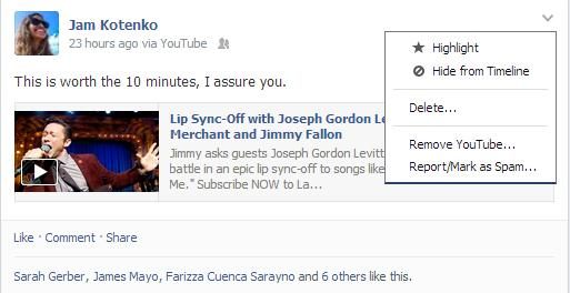 However, the edit function doesn't seem to appear with links shared through outside sources, like YouTube.