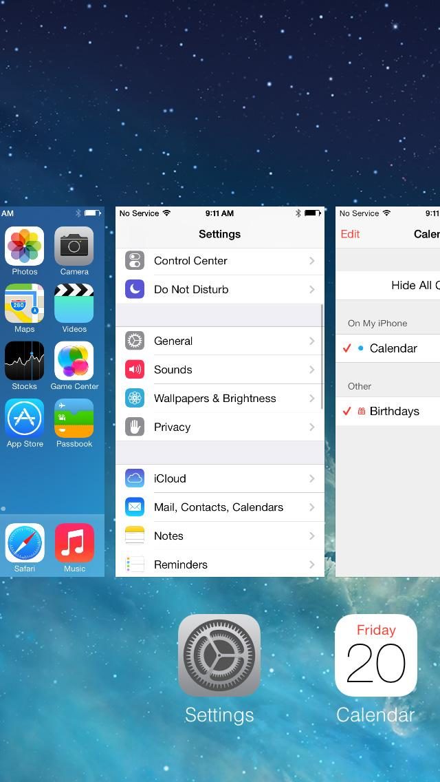 iPhone 5S screenshot multitasking