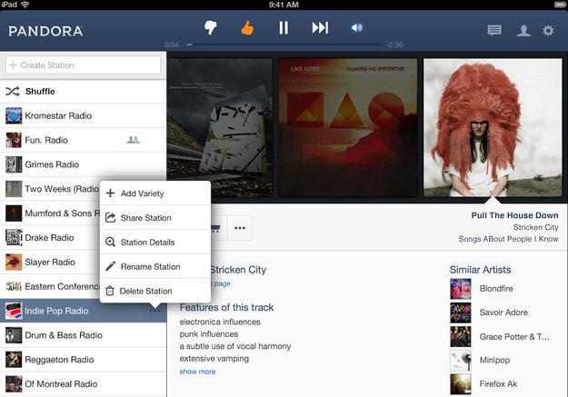 Pandora v.5.0 for iPad