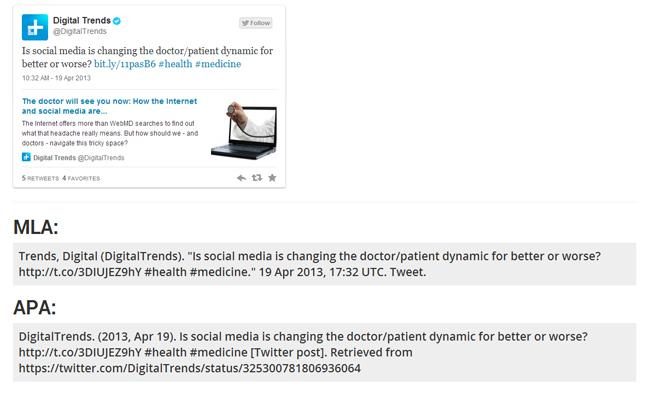 tweet2cite results