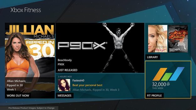 Xbox Fitness Menu in Xbox One