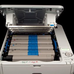 OKI C331dn ink cartridges open