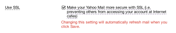 Yahoo Mail encryption settings