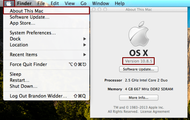 Mac OS X Upgrade: About This Mac