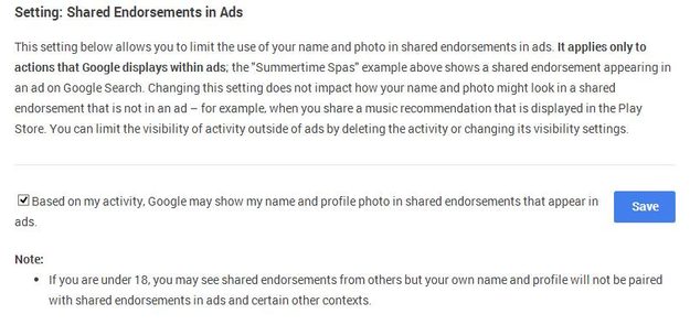 google shared endorsements opt out 2
