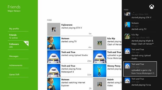 Xbox One friends list