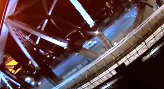 Seconds before hitting the bridge.