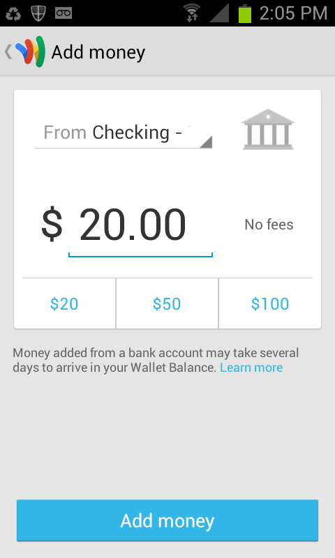 google wallet impressions addmoney
