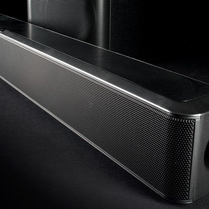 Denon DHT S514 review soundbar grill macro angle