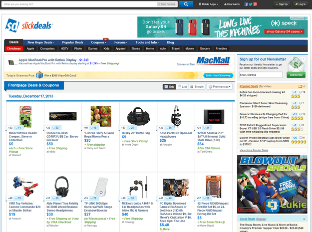 SlickDeals Homepage