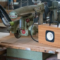 blueshift bamboo speaker the helium next to beck s vintage saw