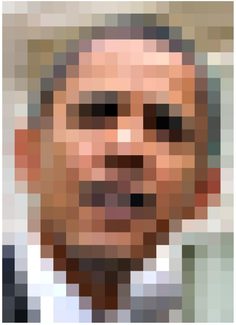 Despite the low-res pixelated quality of this image, most of us can identify this person.