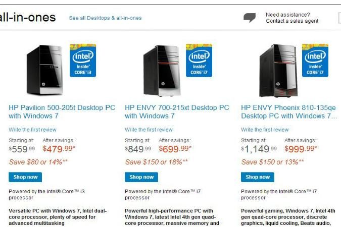 HP win 7 desktops