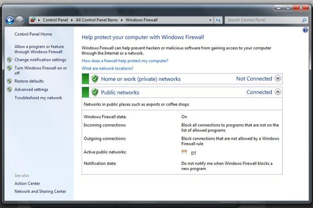 Windows Firewall Settings