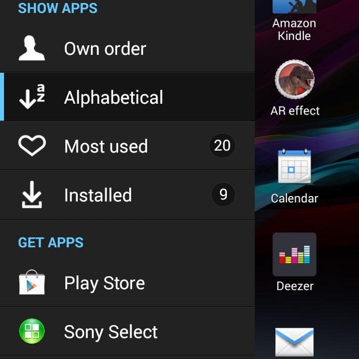 Xperia Z1 Compact screenshot app filter