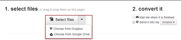 CloudConvert File Select